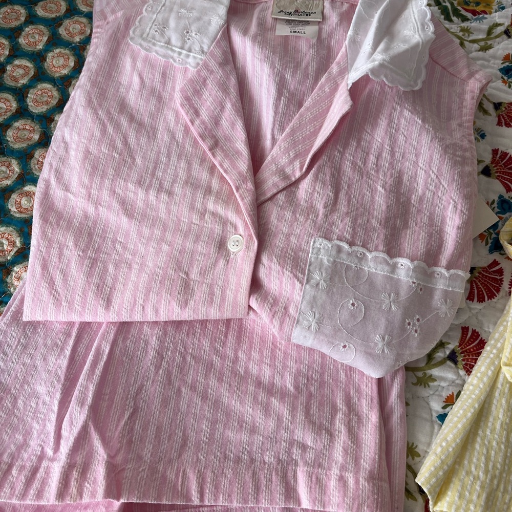 Jenny Buchanan 2 Pair Pajama Shorts Sleeveless Shirt Sets Seersuck Cotton Size S
